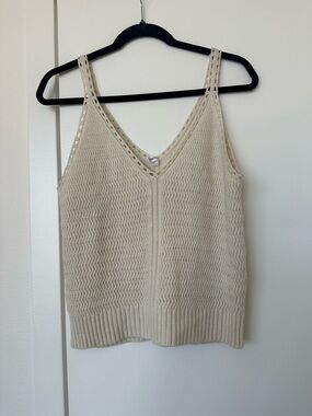 Women's Cream Knit V-Neck Tank Top